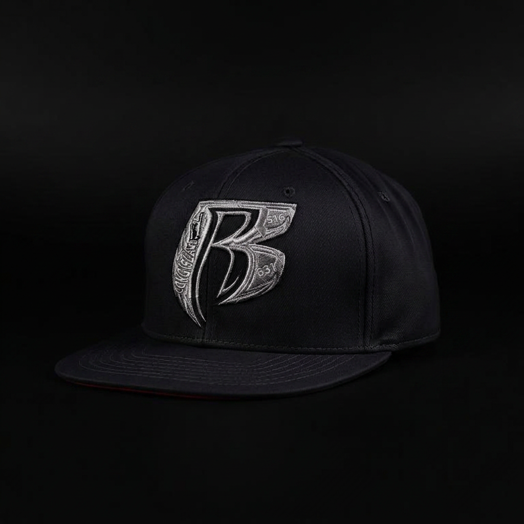 Black snapback with the chrome B logo embroidered on the front